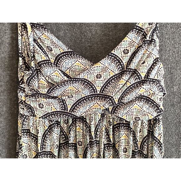 Elle Dress Summer Sundress Blue Green Black Geometric Elastic Waist Women Small - Picture 8 of 10